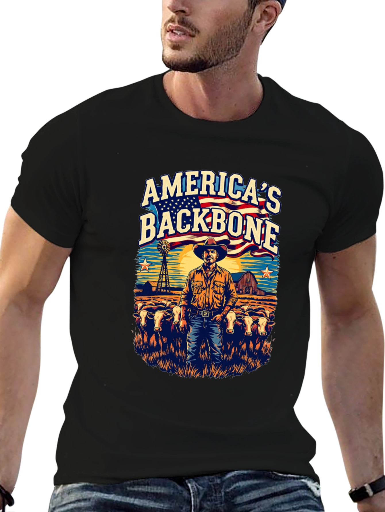 Americas Backbone Graphic Tee - Patriotic Farmer