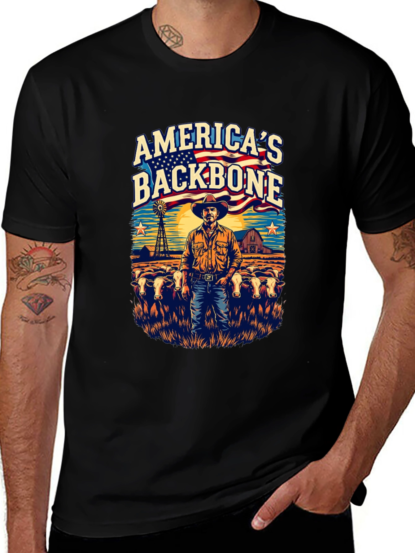 Americas Backbone Graphic Tee - Patriotic Farmer