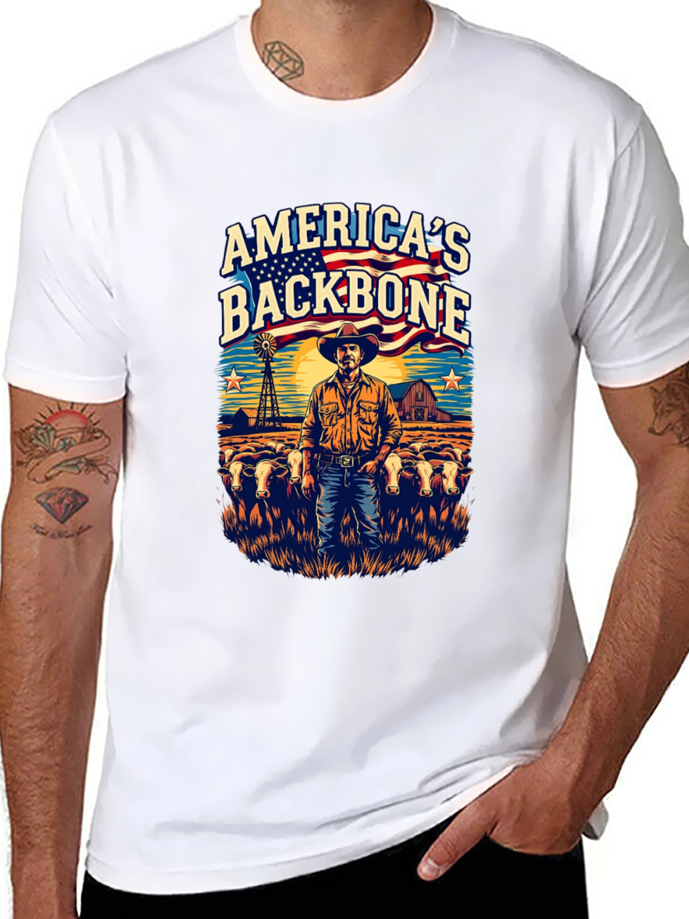 Americas Backbone Graphic Tee - Patriotic Farmer
