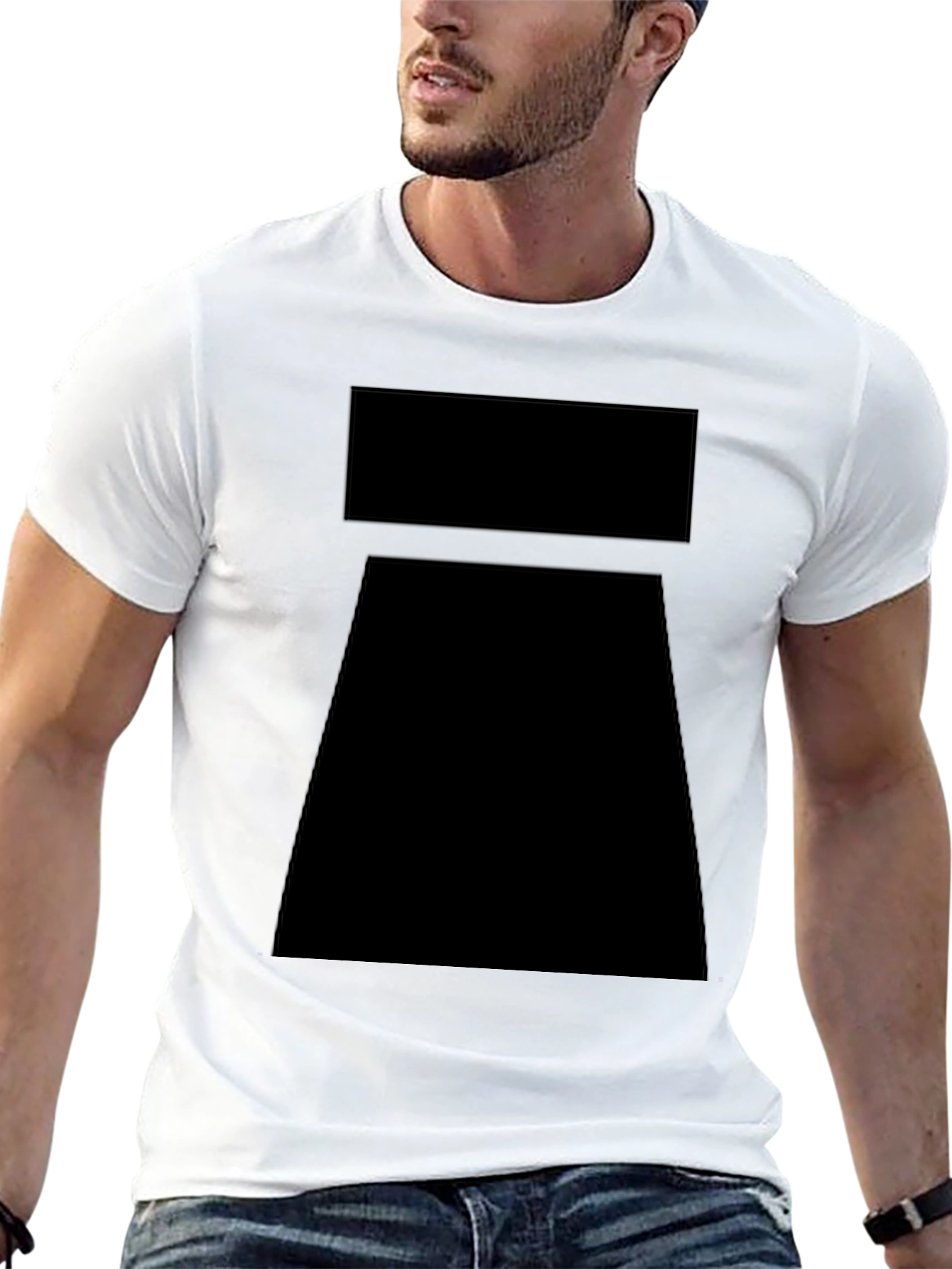 Black Geometric Print Crew Neck T-Shirt