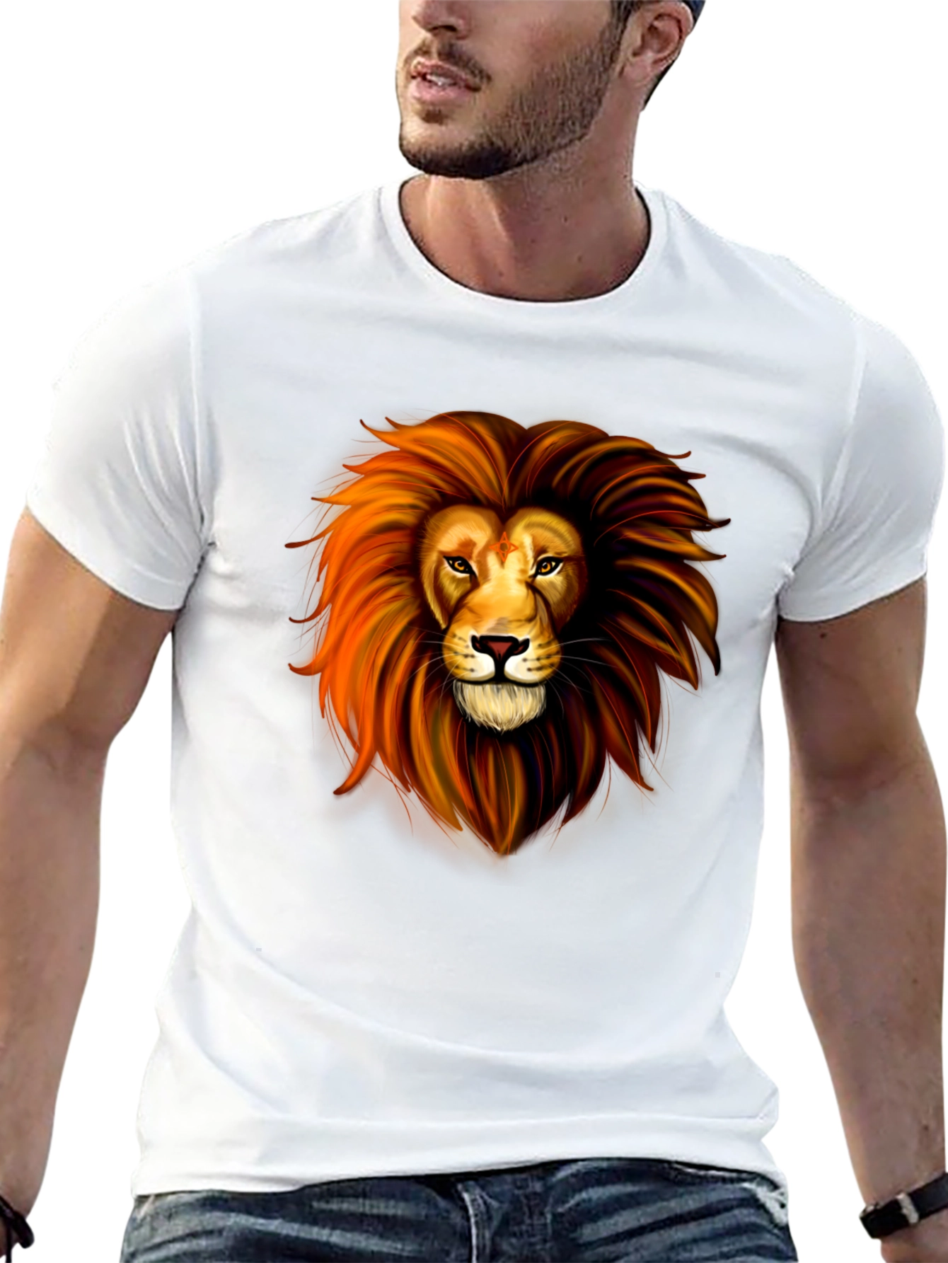 Lion Graphic Print Black T-Shirt