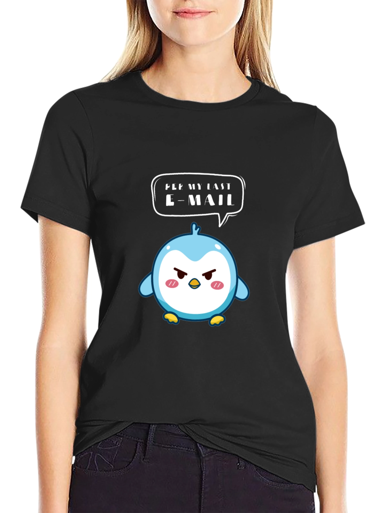 Angry Email Penguin Graphic T-Shirt