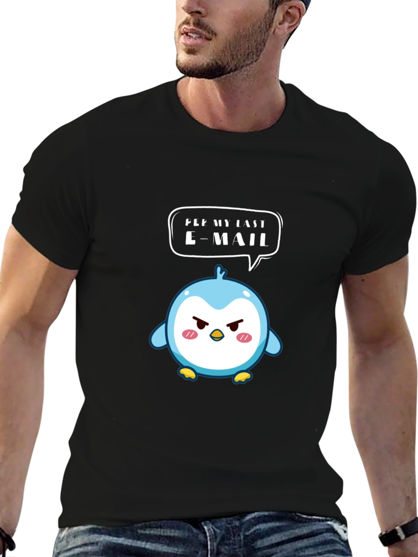 Angry Email Penguin Graphic T-Shirt