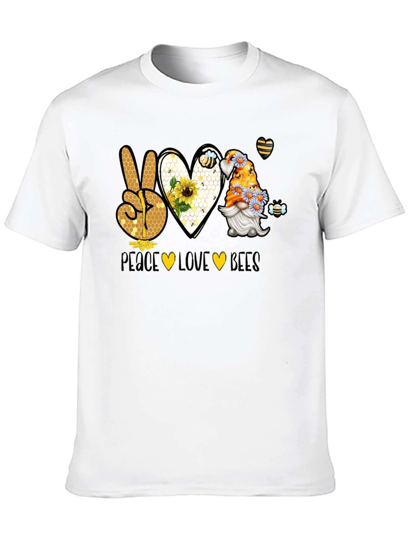 Peace Love Bees T-Shirt Gnome Bee Lover Tee