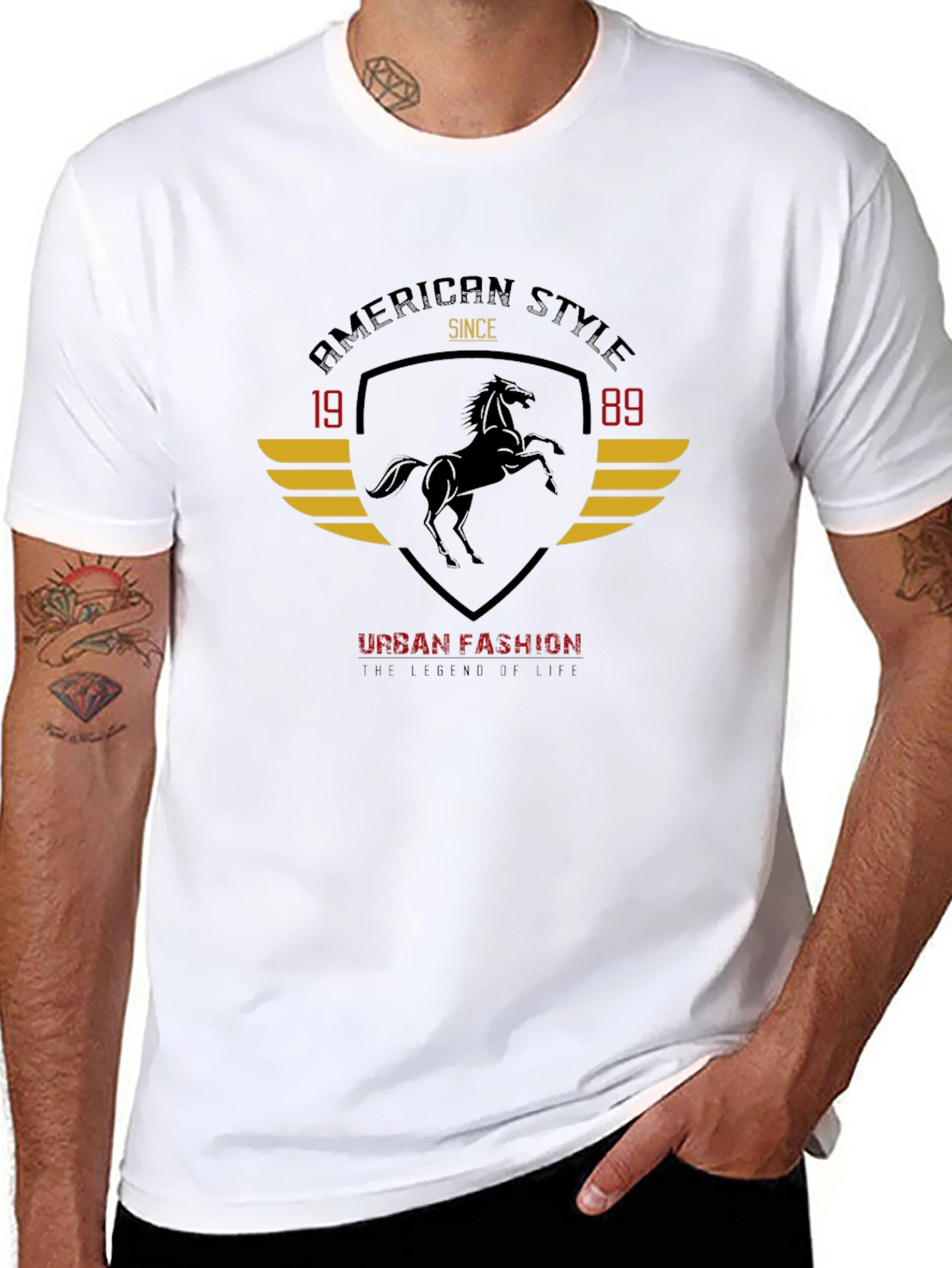 American Style Black Horse Graphic Tee