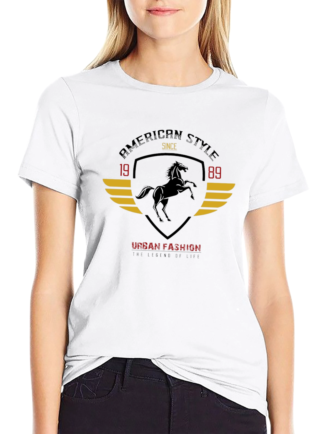 American Style Black Horse Graphic Tee