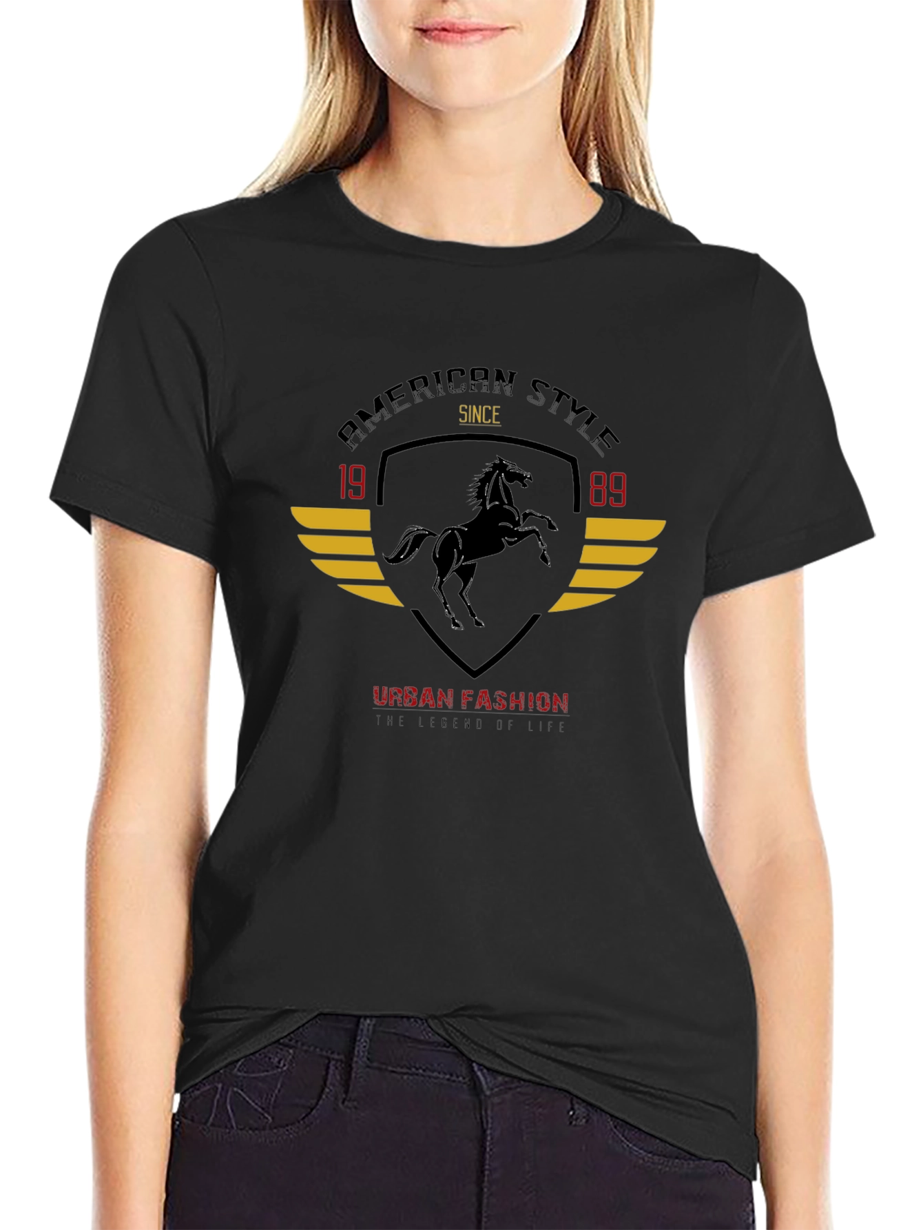 American Style Black Horse Graphic Tee