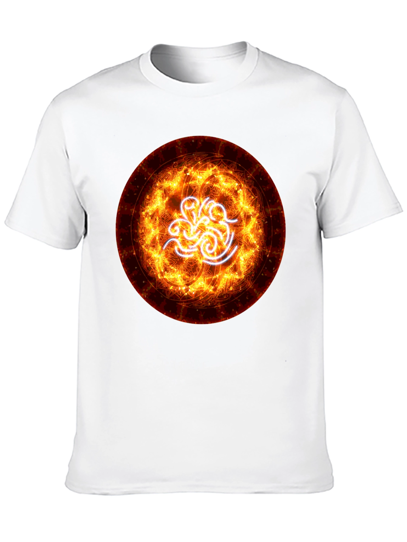 Fiery Vortex Graphic Tee - Black Cotton Blend