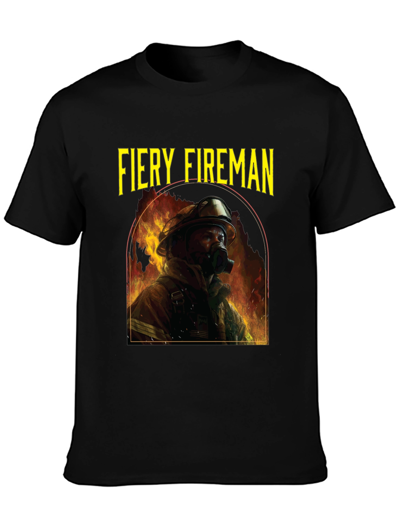 Fiery Fireman Graphic T-Shirt - Black