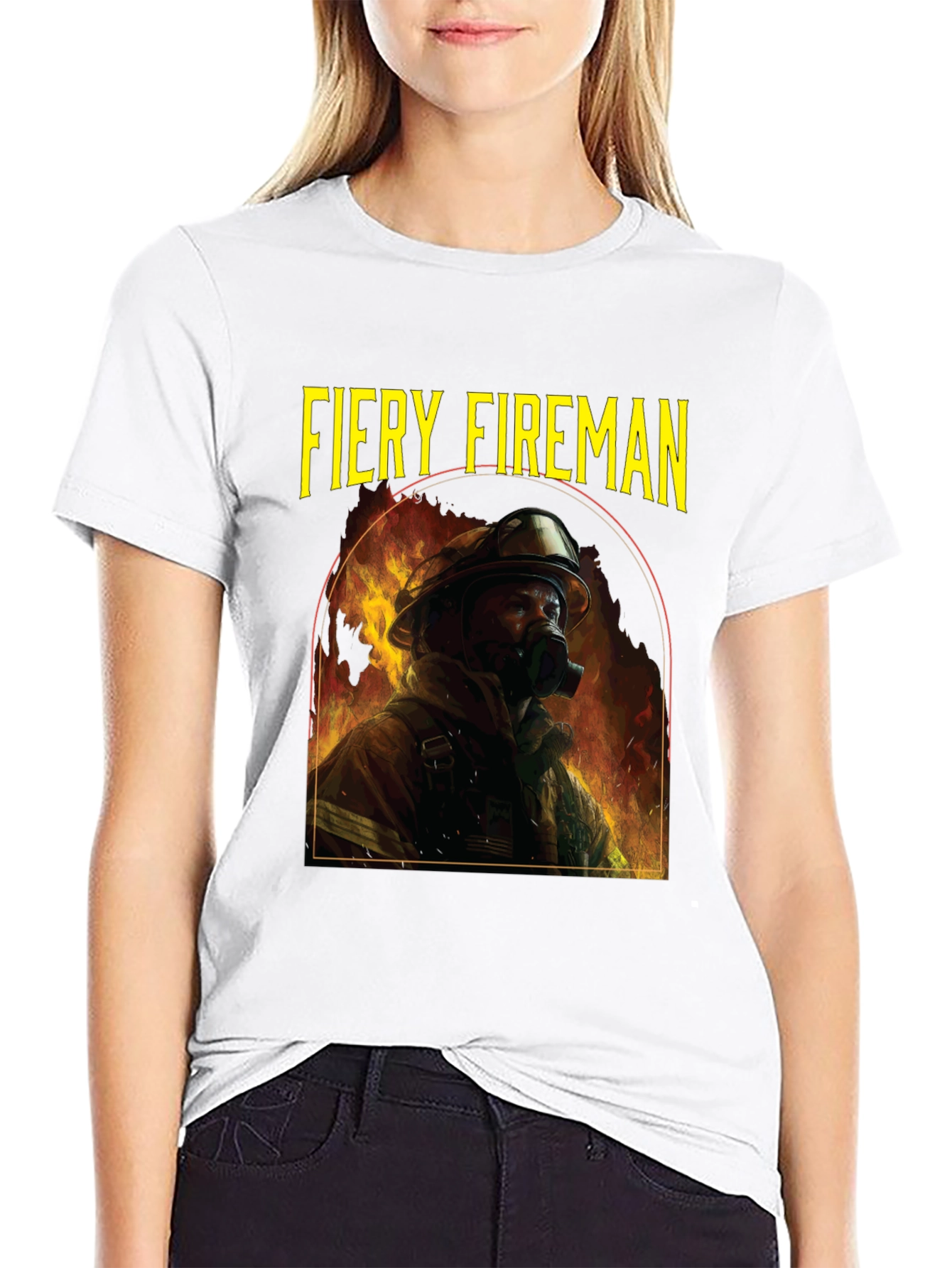 Fiery Fireman Graphic T-Shirt - Black