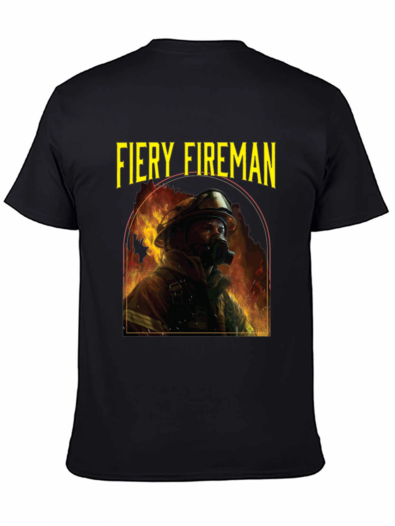 Fiery Fireman Graphic T-Shirt - Black