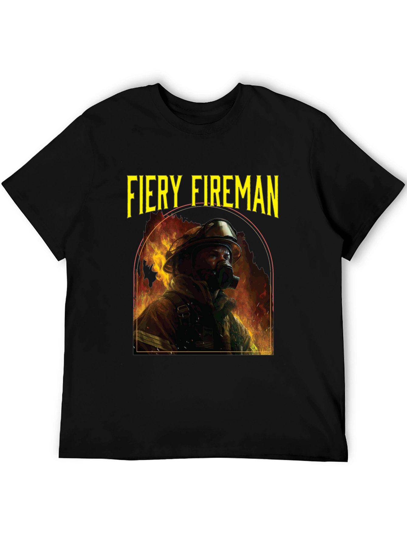 Fiery Fireman Graphic T-Shirt - Black