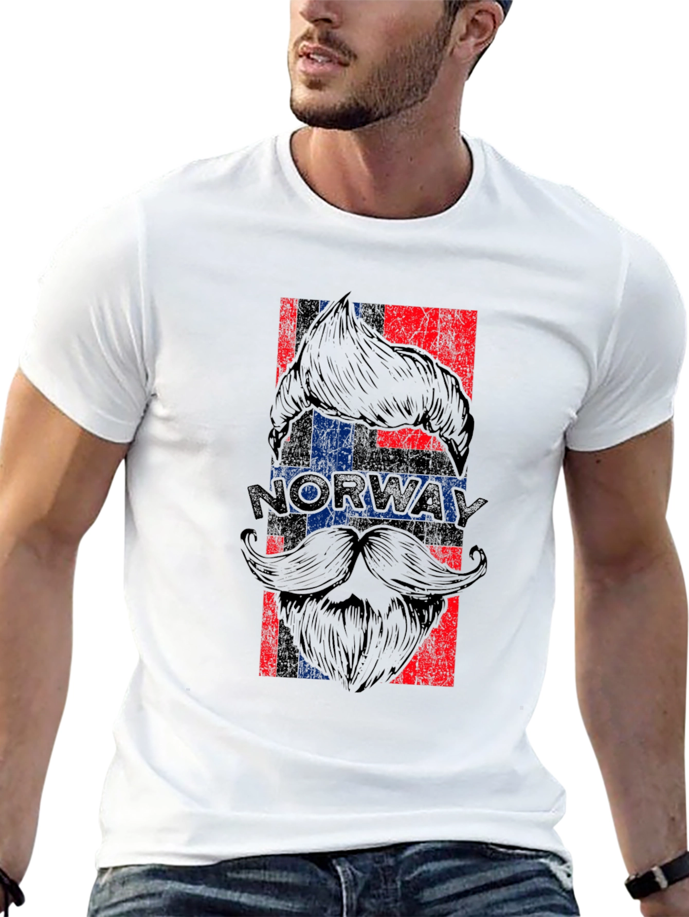 Norway Flag Beard Graphic T-Shirt
