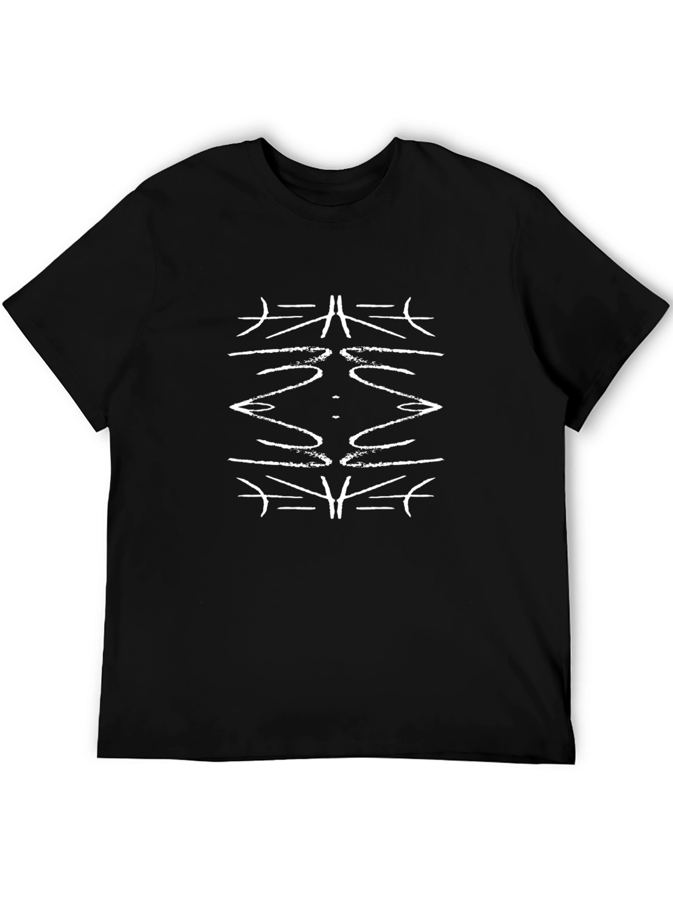 Abstract White Graphic Print Black T-Shirt