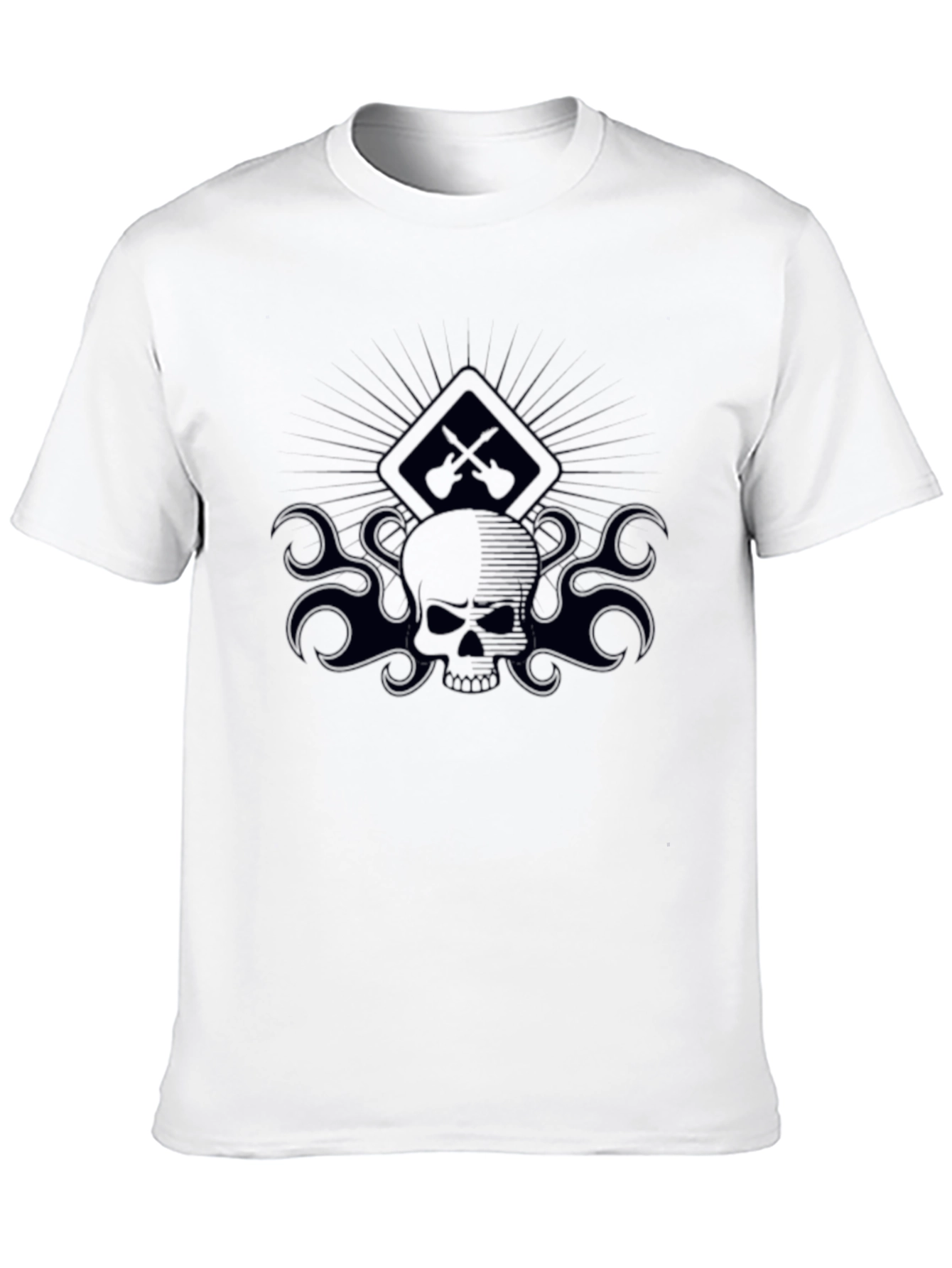 Skull & Guitars Graphic Tee - Mens Black T-Shirt