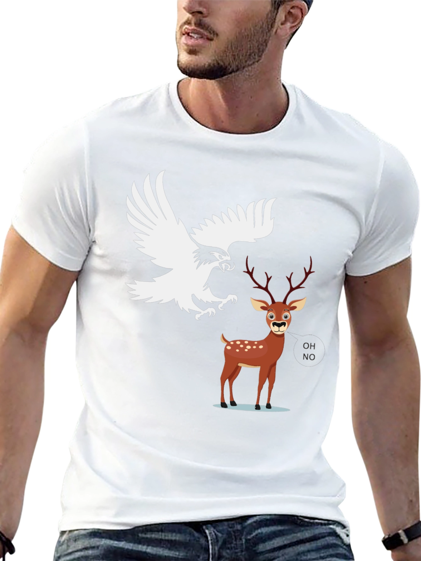 Eagle vs Deer Graphic Tee - Black Cotton Blend