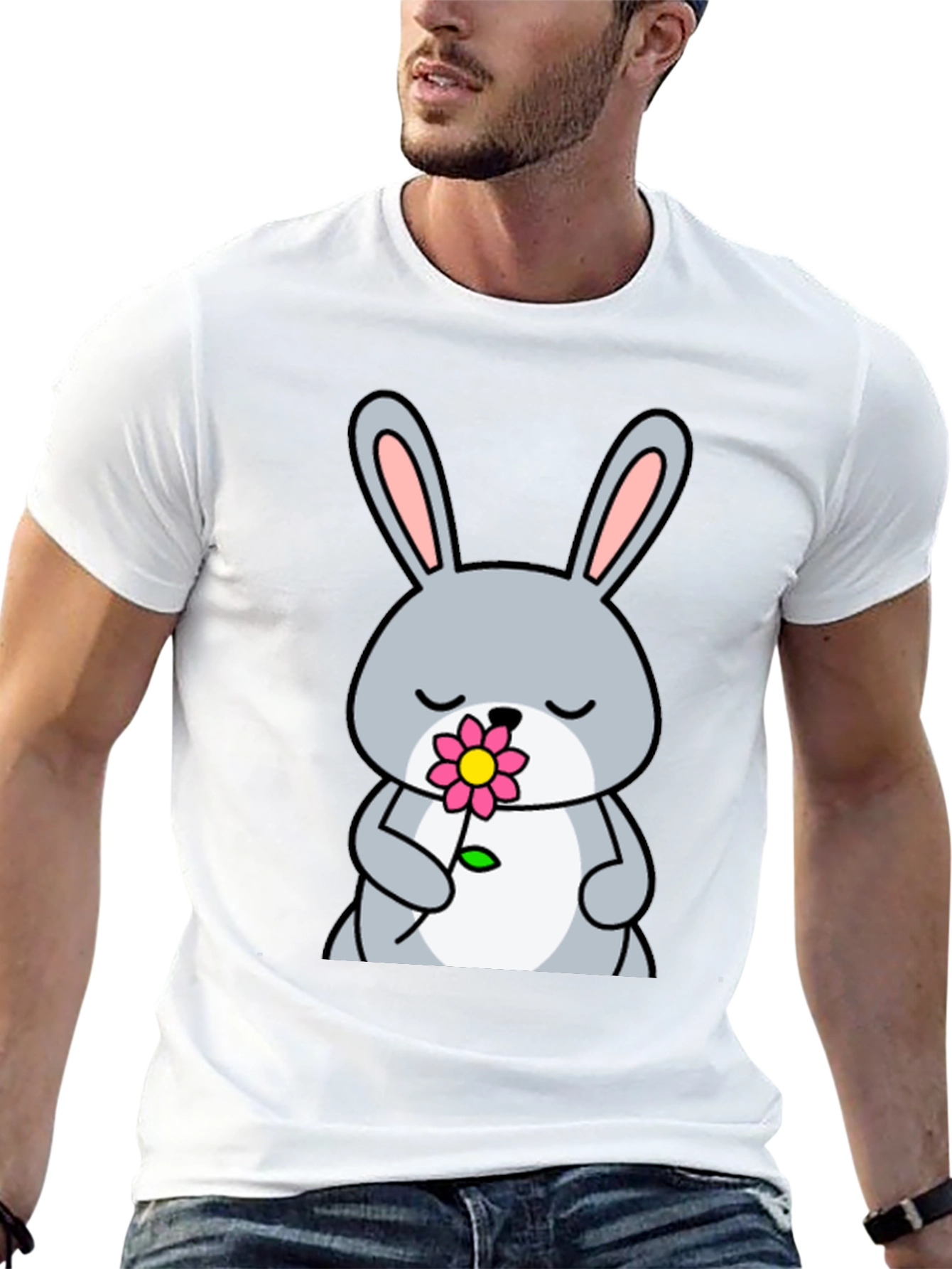 Cute Bunny with Flower Graphic Tee