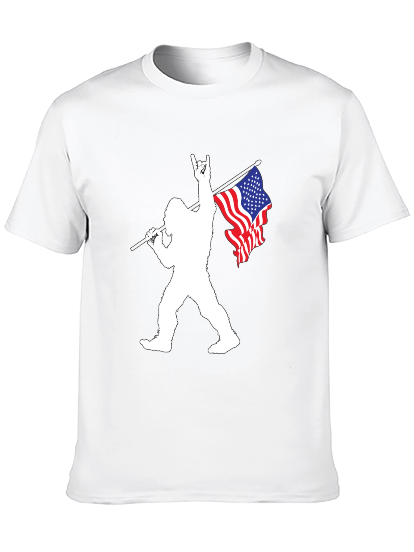 Patriotic Bigfoot Graphic Tee - Black Cotton T-Shirt