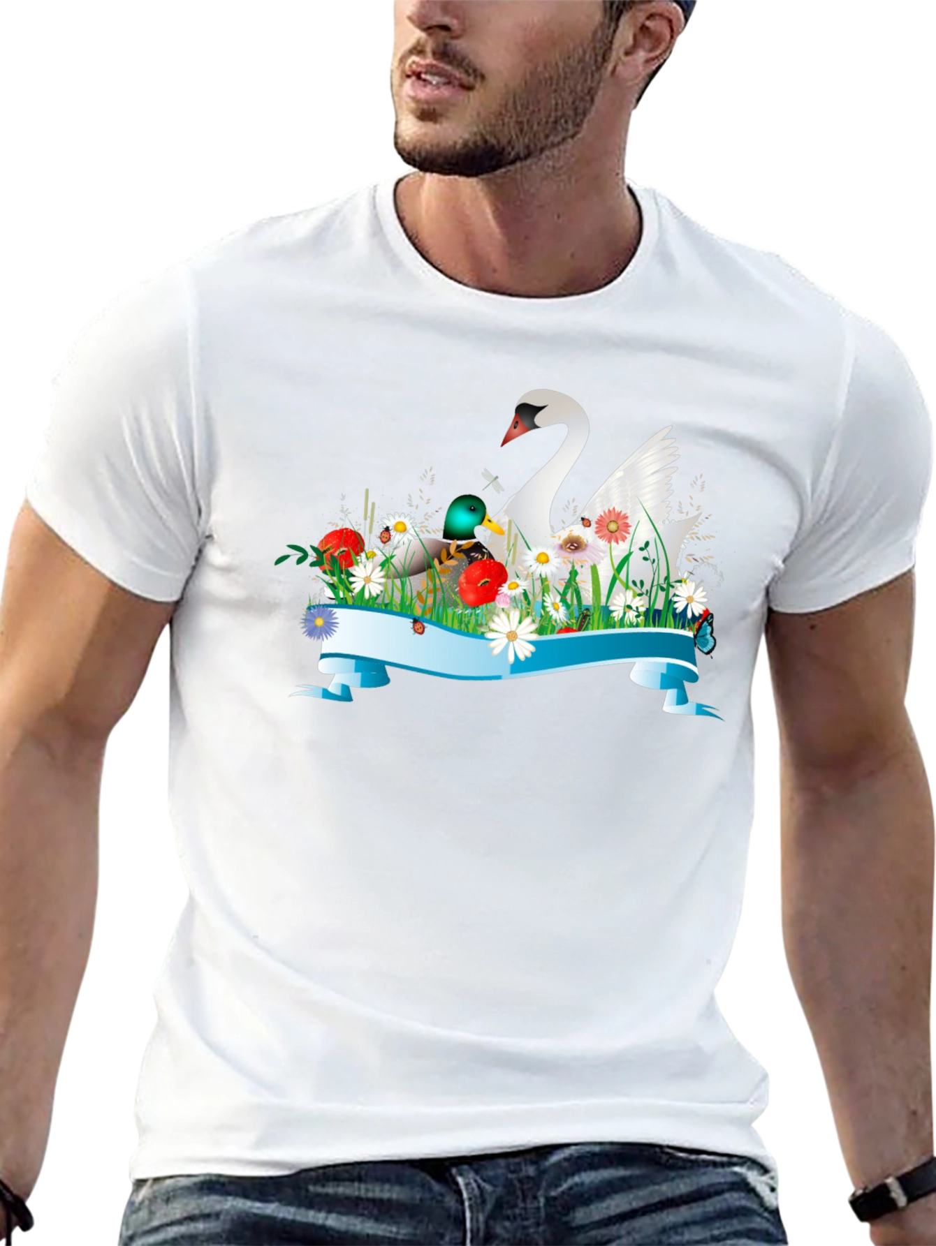 Swan and Duck Floral T-Shirt