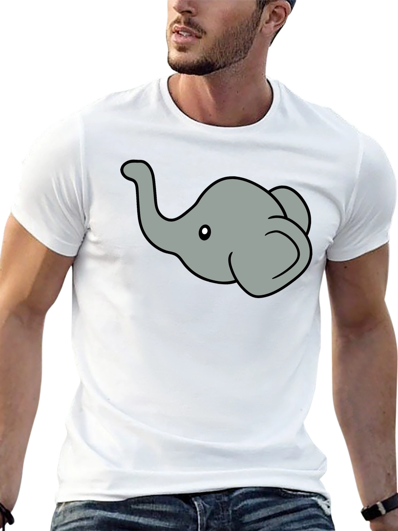 Elephant Graphic Tee - Black Cotton T-Shirt