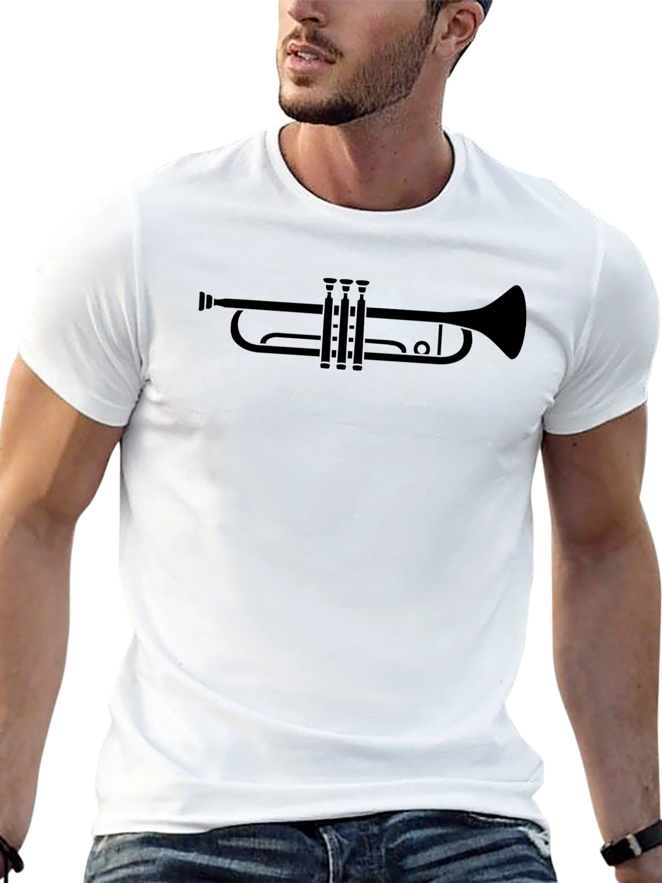 Trumpet Graphic Tee - Musician Black Cotton T-Shirt