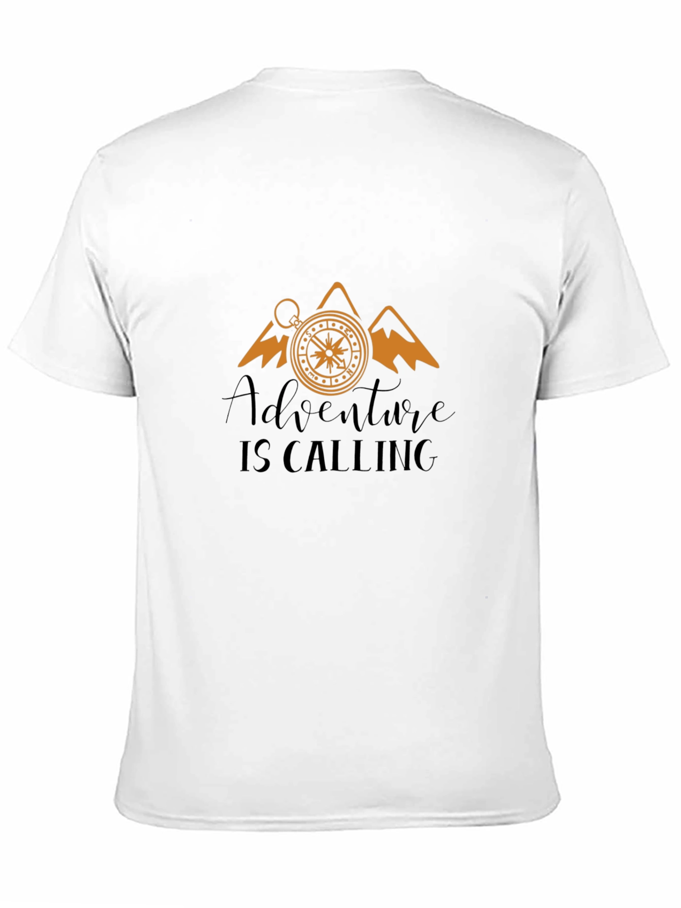 Adventure Calling Black T-Shirt Compass Mountain Design