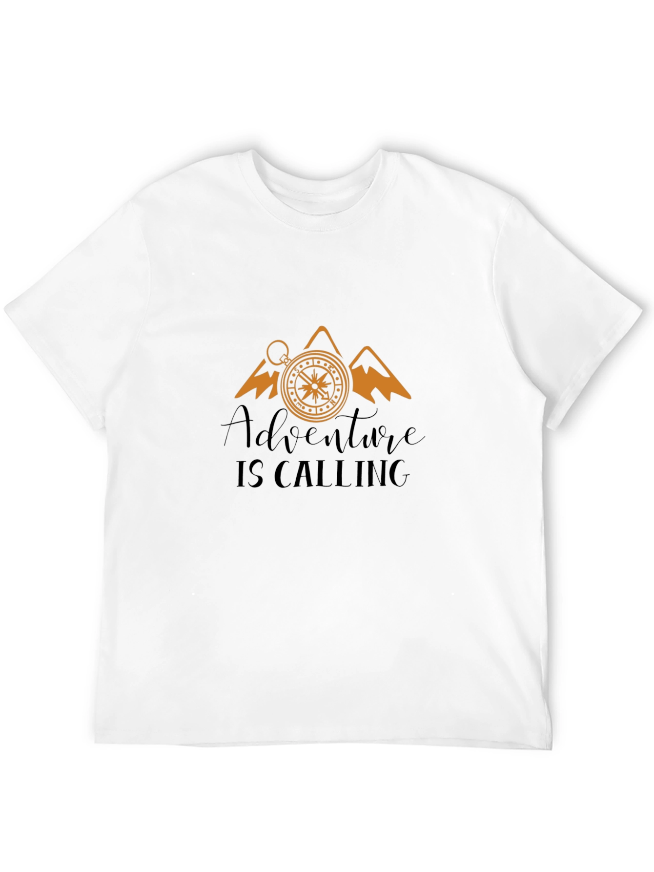 Adventure Calling Black T-Shirt Compass Mountain Design