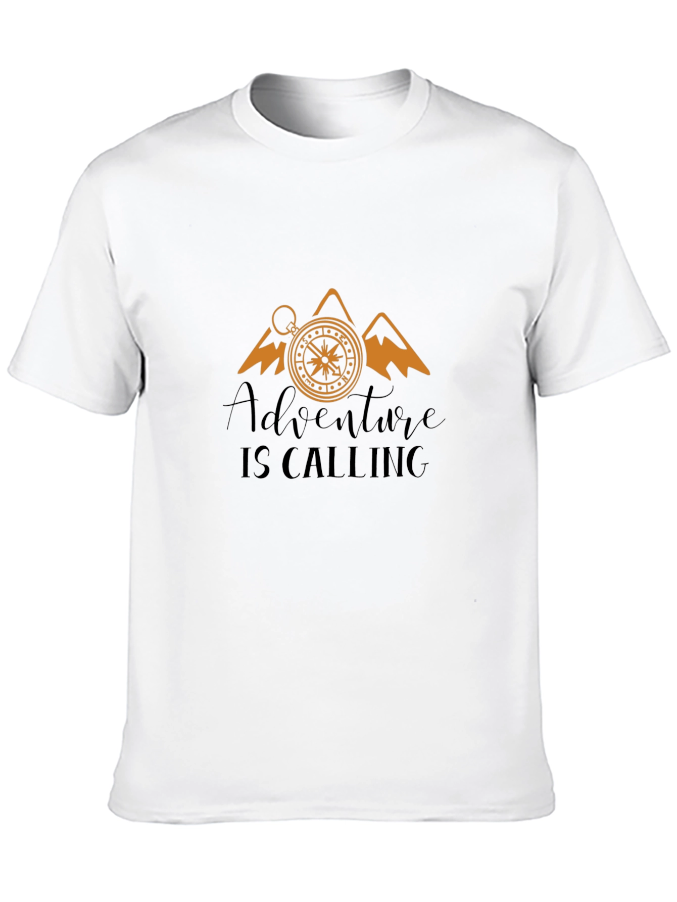 Adventure Calling Black T-Shirt Compass Mountain Design