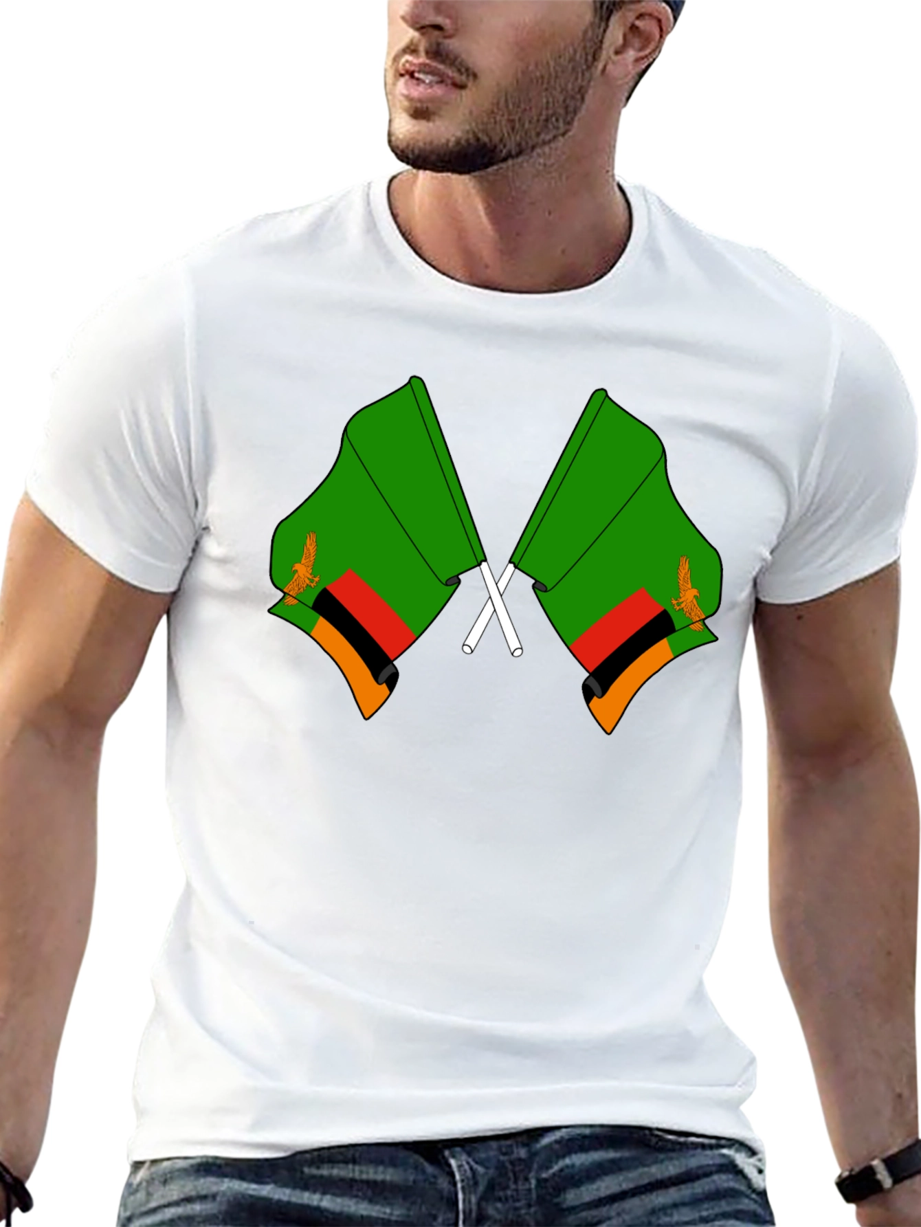 Zambia Flag T-Shirt - Black