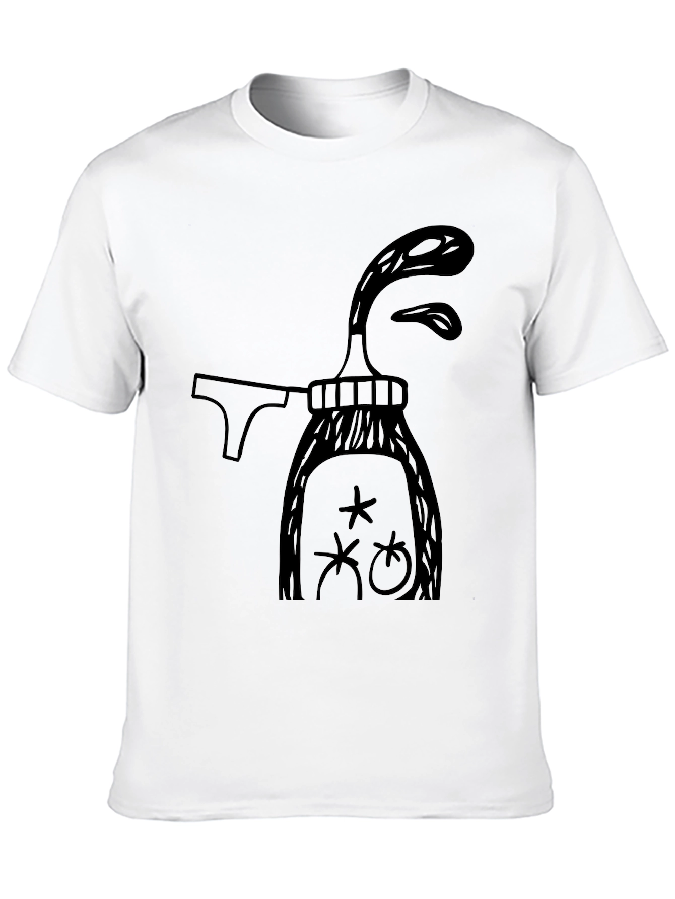 Whimsical Graphic Tee - Black Cotton T-Shirt