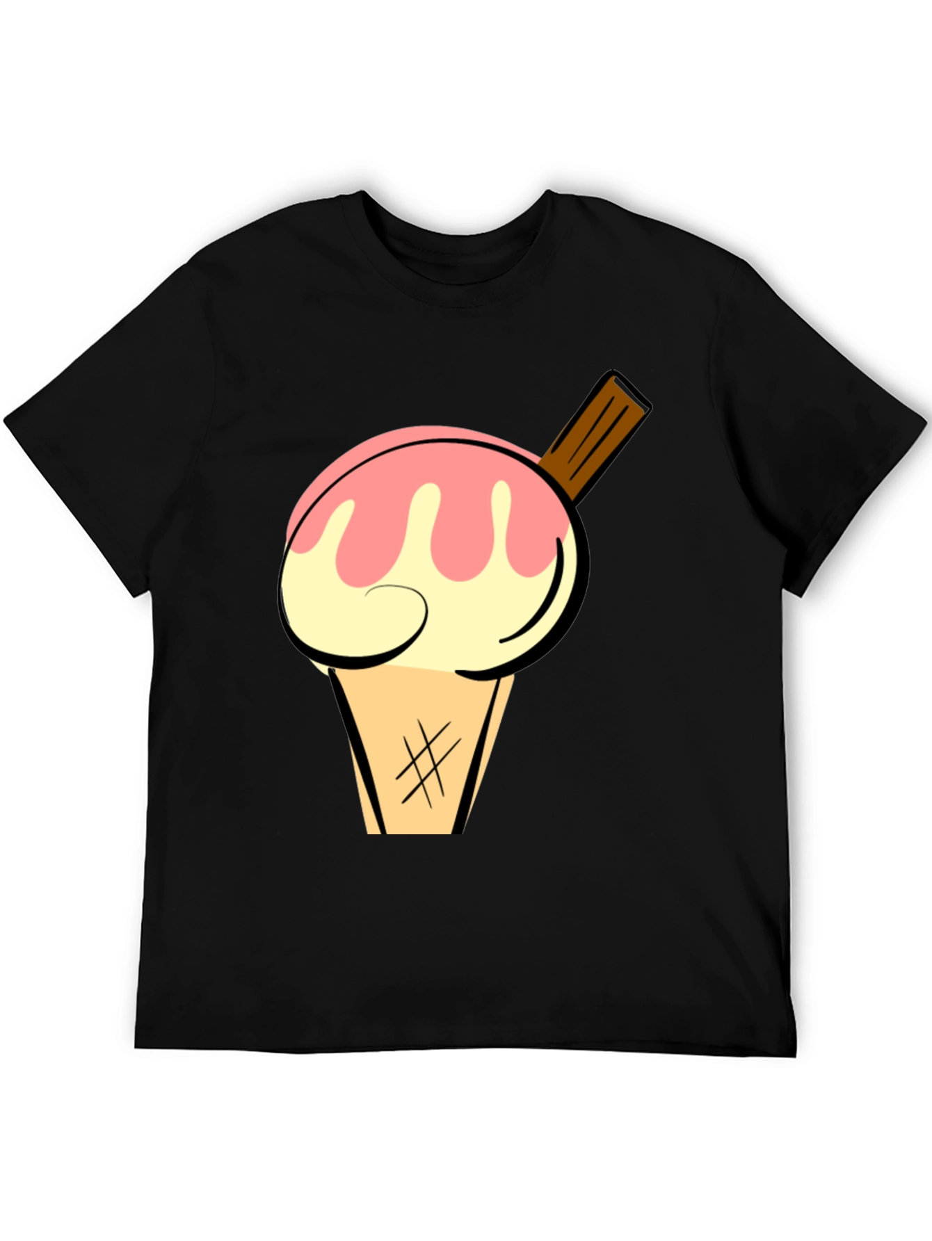 Ice Cream Graphic Tee - Stylish Black Cotton T-Shirt