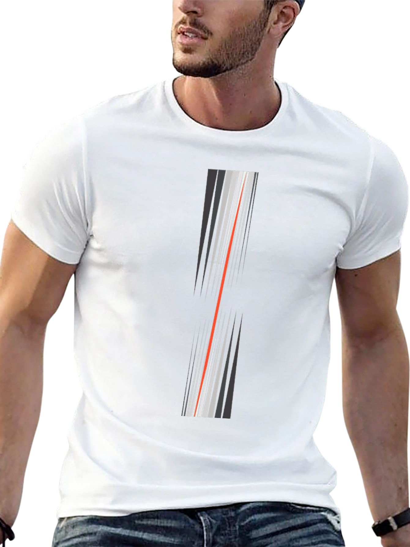 Modern Stripe Graphic Tee - Black