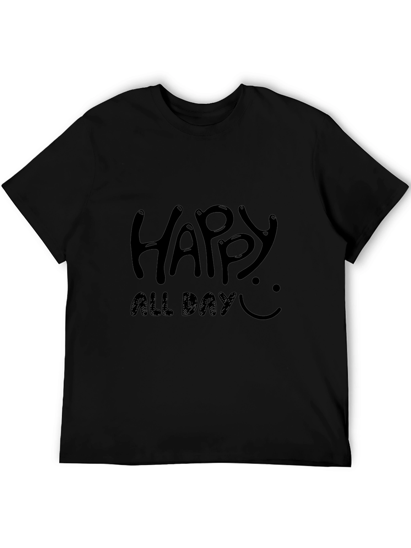 Happy All Day Black Graphic Tee