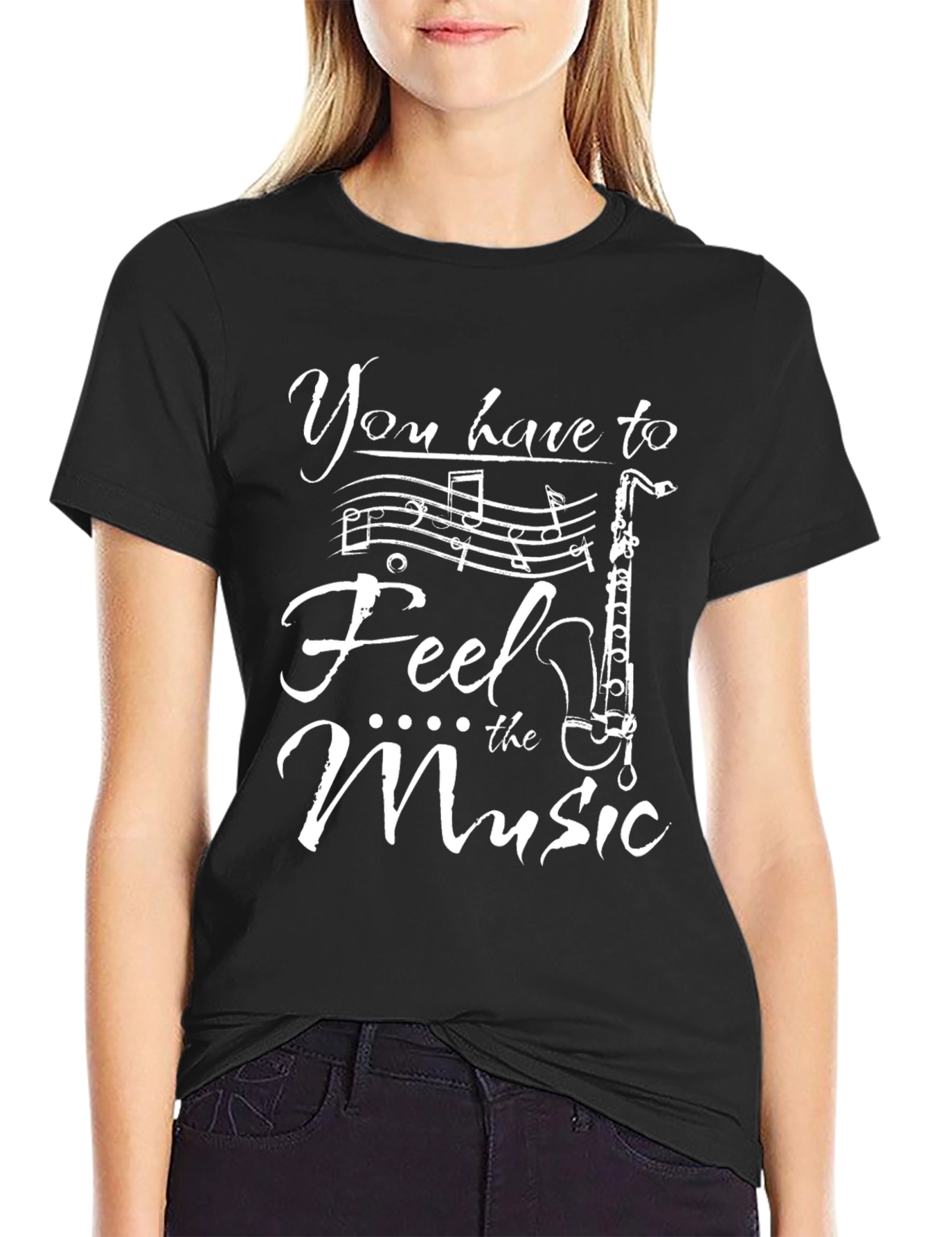 Feel the Music Black Graphic Tee