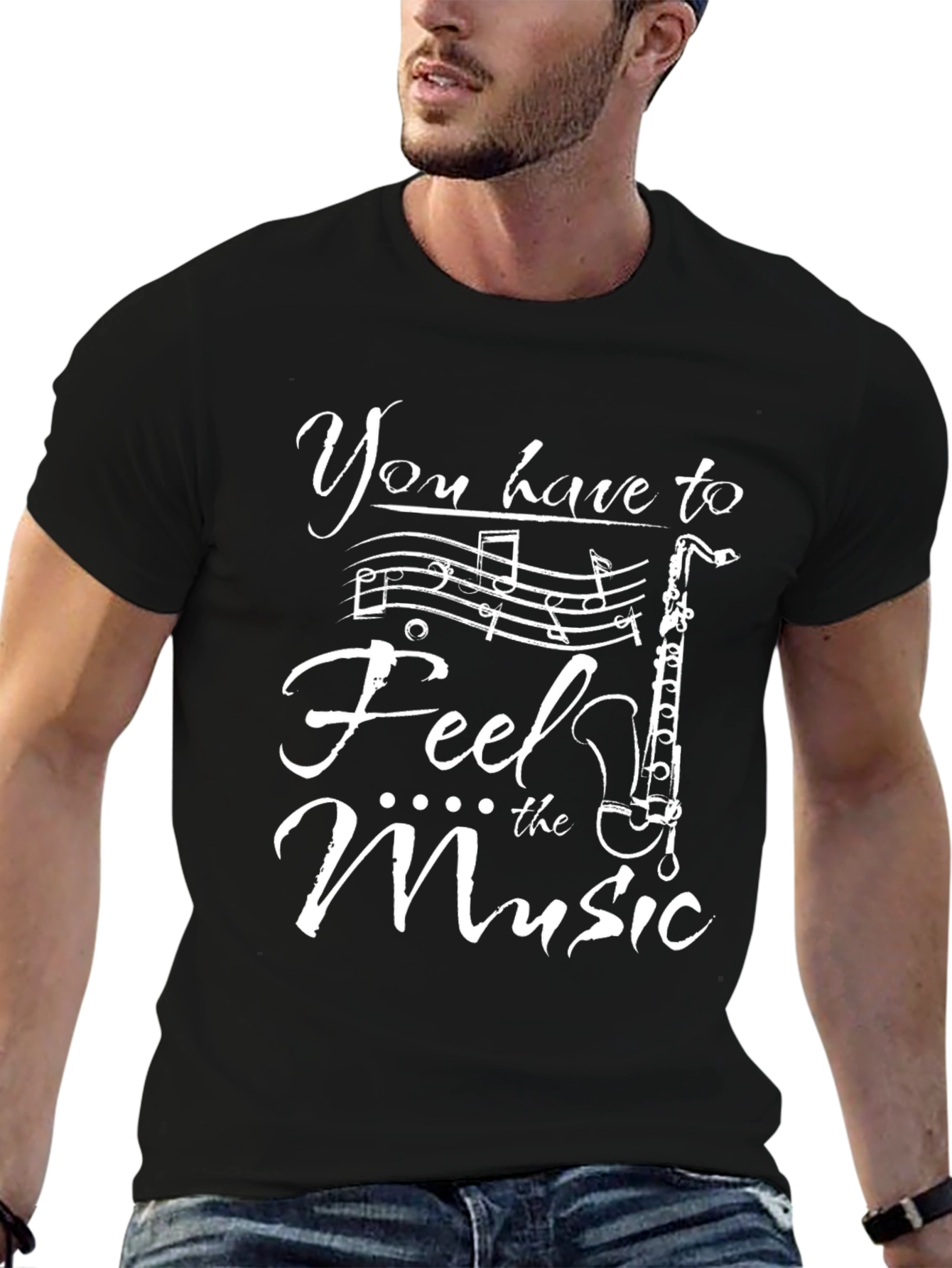 Feel the Music Black Graphic Tee