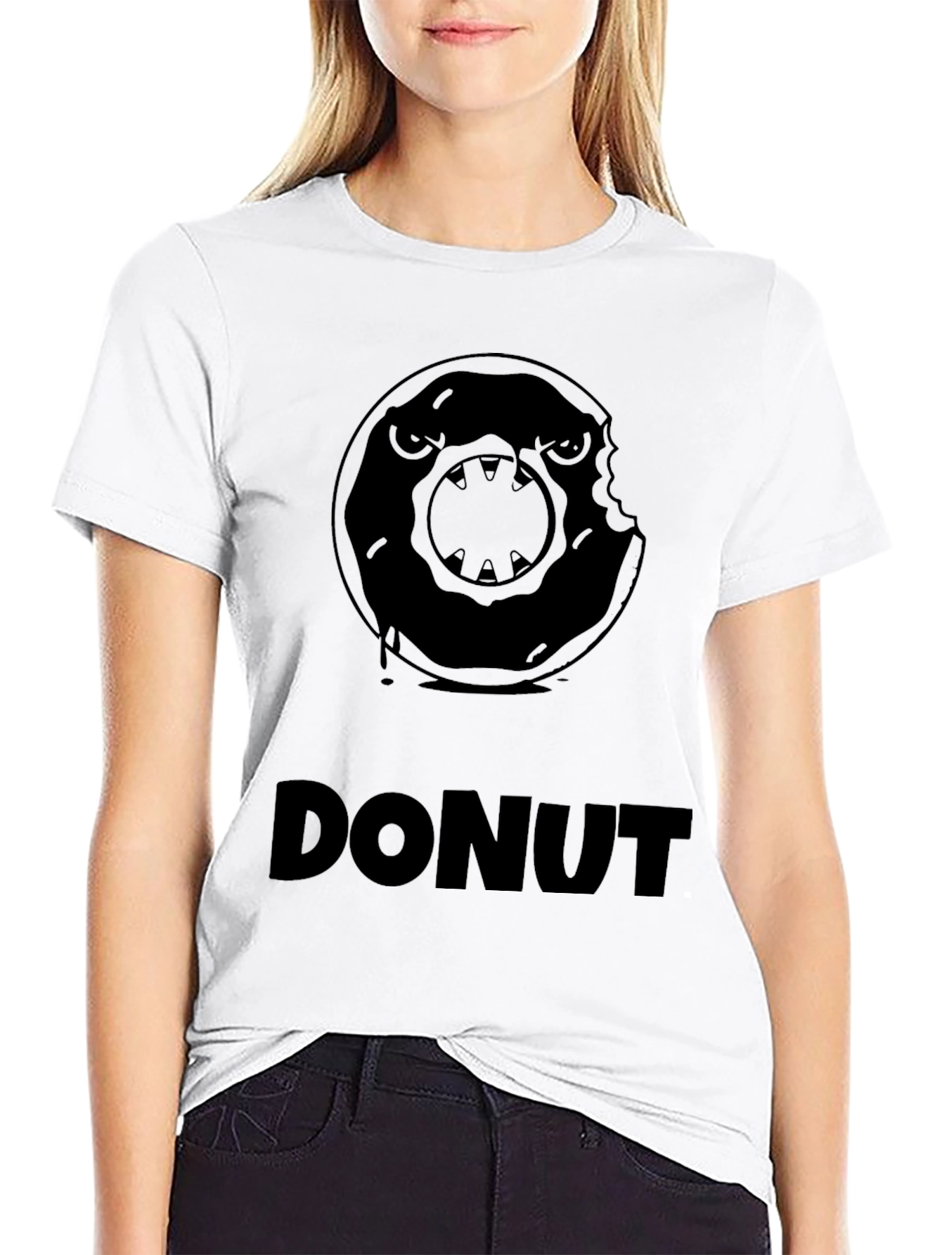 Mens Black Donut Graphic T-Shirt