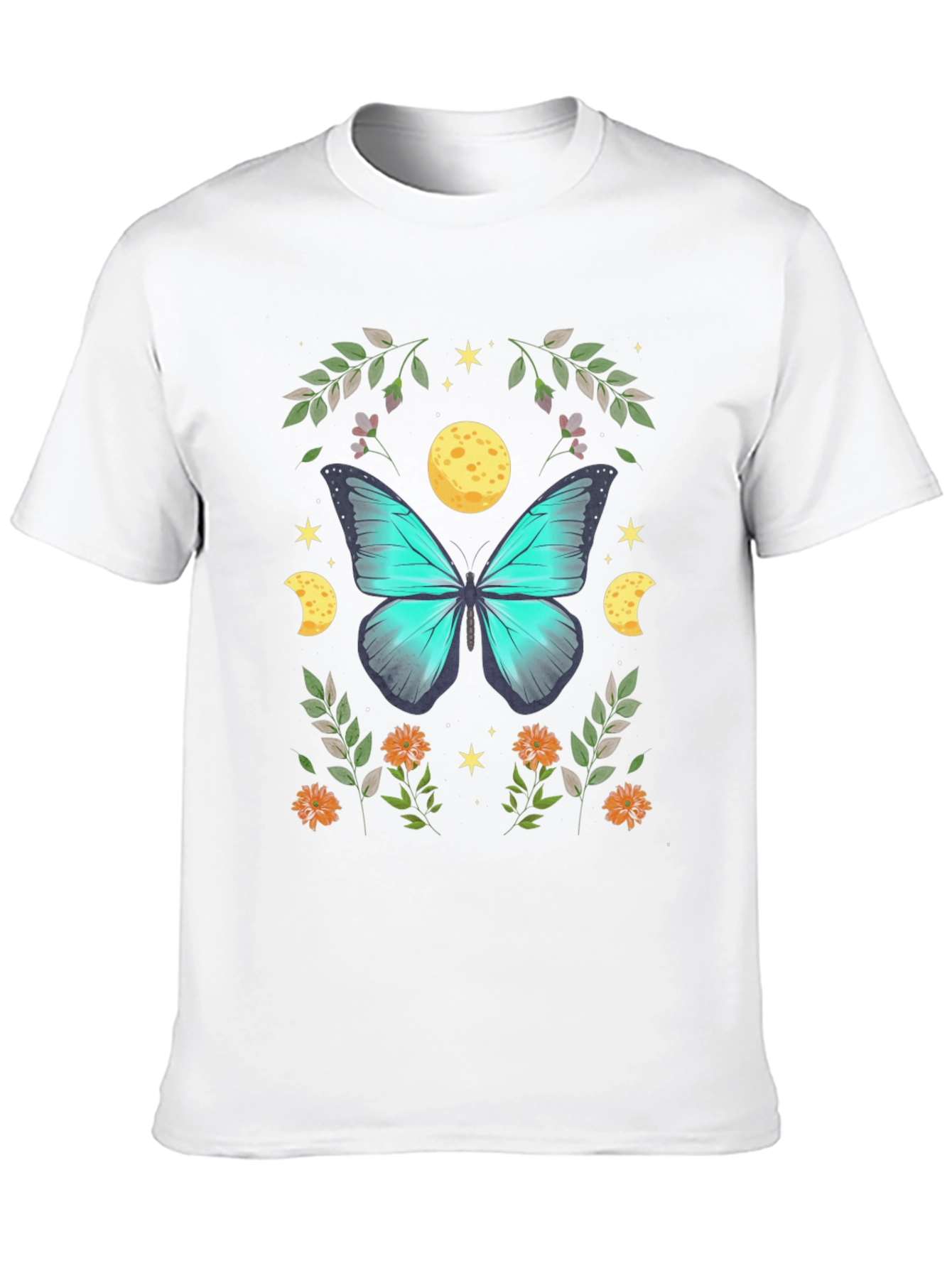 Butterfly & Moon Graphic Tee - Nature Lovers Shirt
