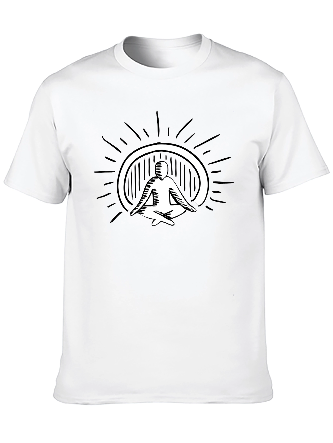 Mens Black T-Shirt - Meditating Figure Graphic Tee