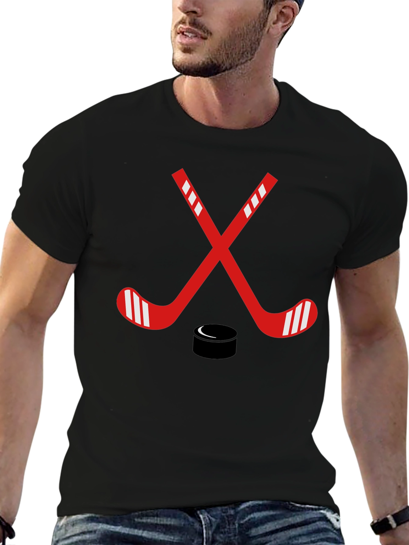 Hockey Sticks & Puck Graphic Tee