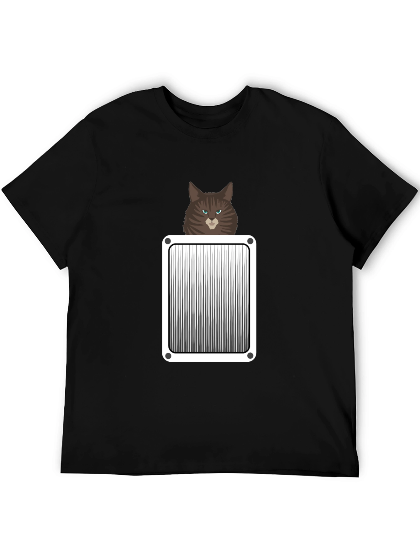 Mens Black Cat Pocket Graphic Tee