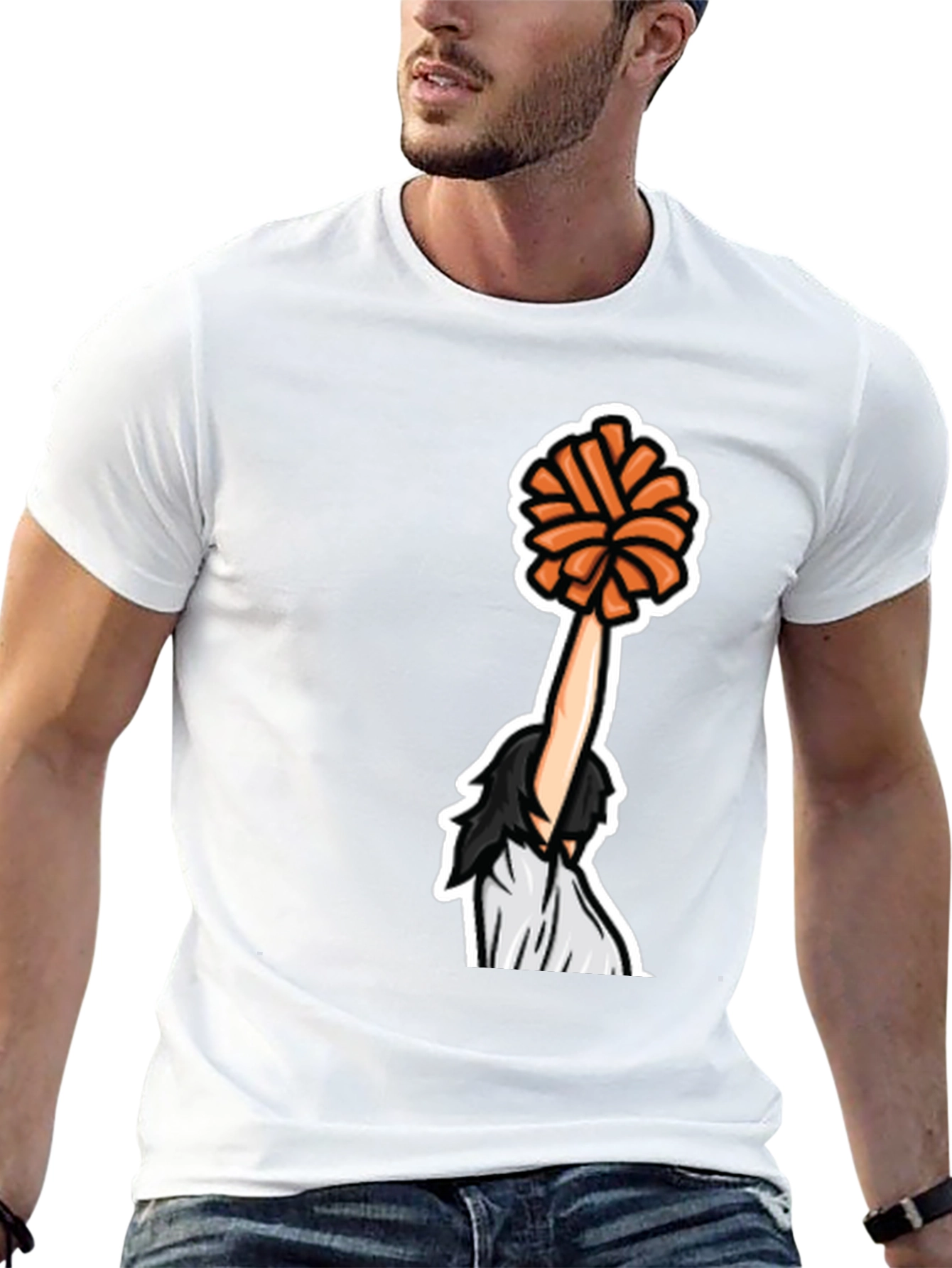 Cheerleader Graphic Tee - Black Cotton T-Shirt