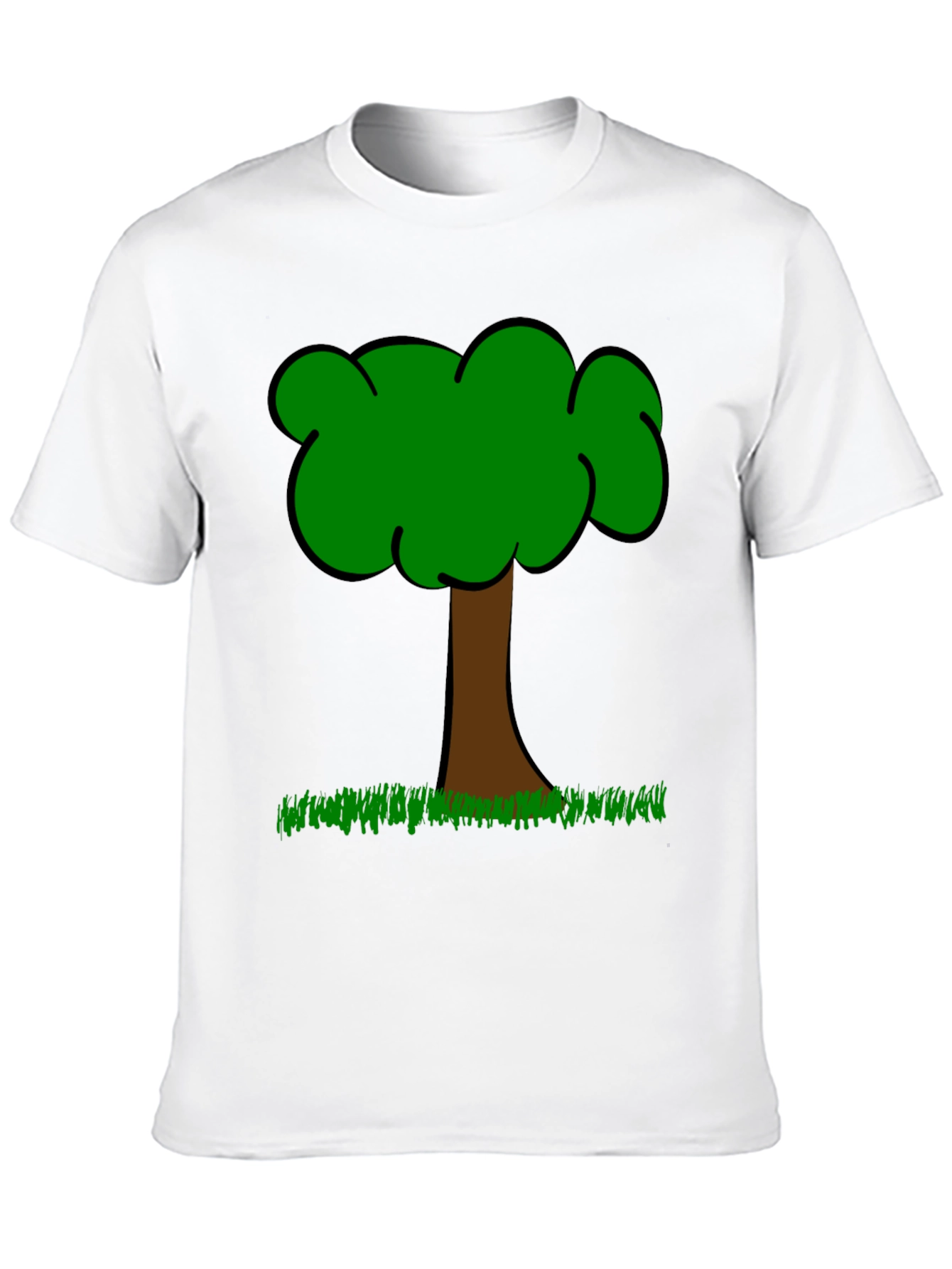 Cartoon Tree Graphic T-Shirt - Casual Crew Neck Tee