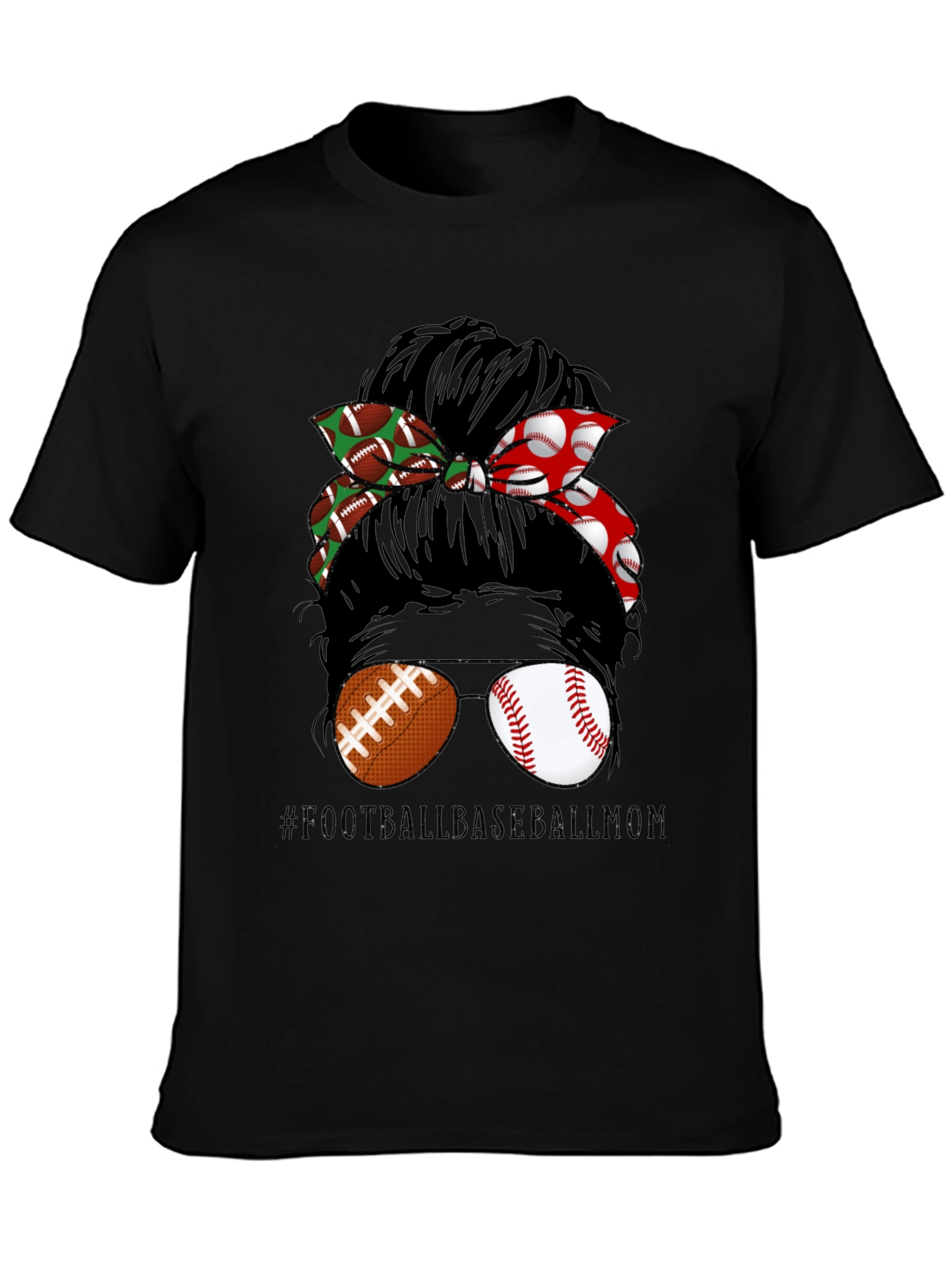 Football Baseball Messy Bun T-Shirt