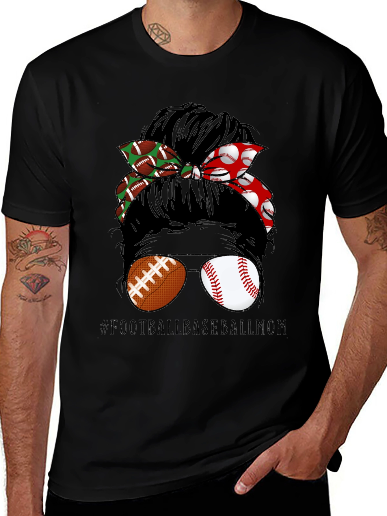 Football Baseball Messy Bun T-Shirt