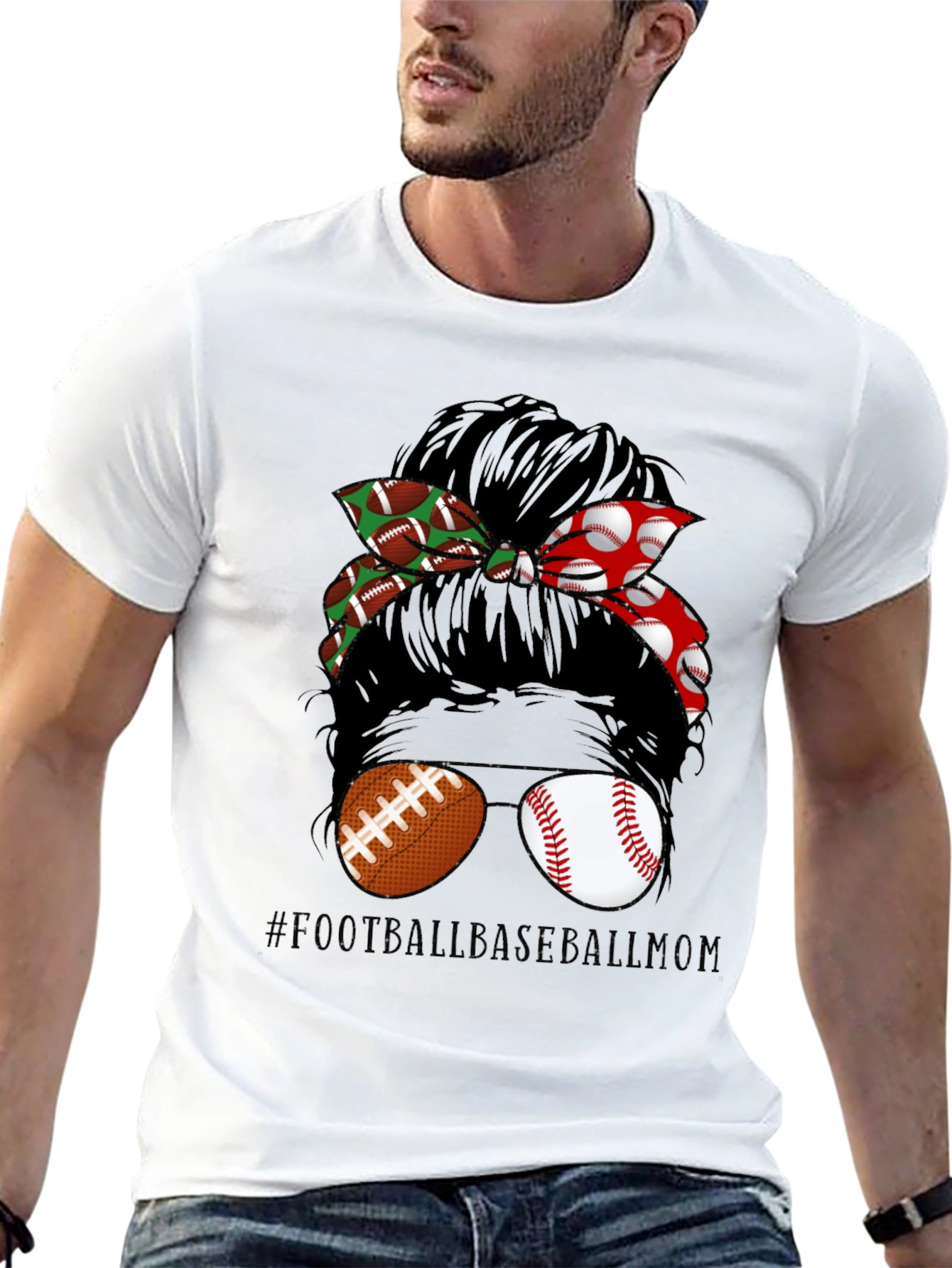 Football Baseball Messy Bun T-Shirt