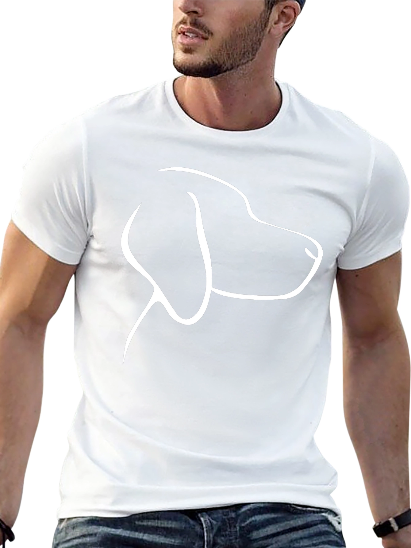 Dog Outline Graphic Tee - Black Casual T-Shirt