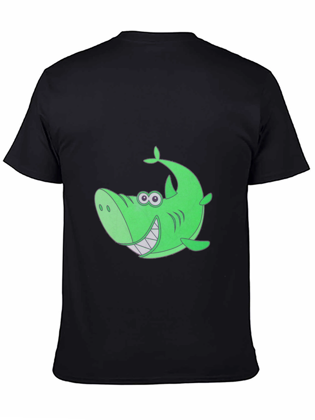 Funky Green Shark Graphic Tee - Black