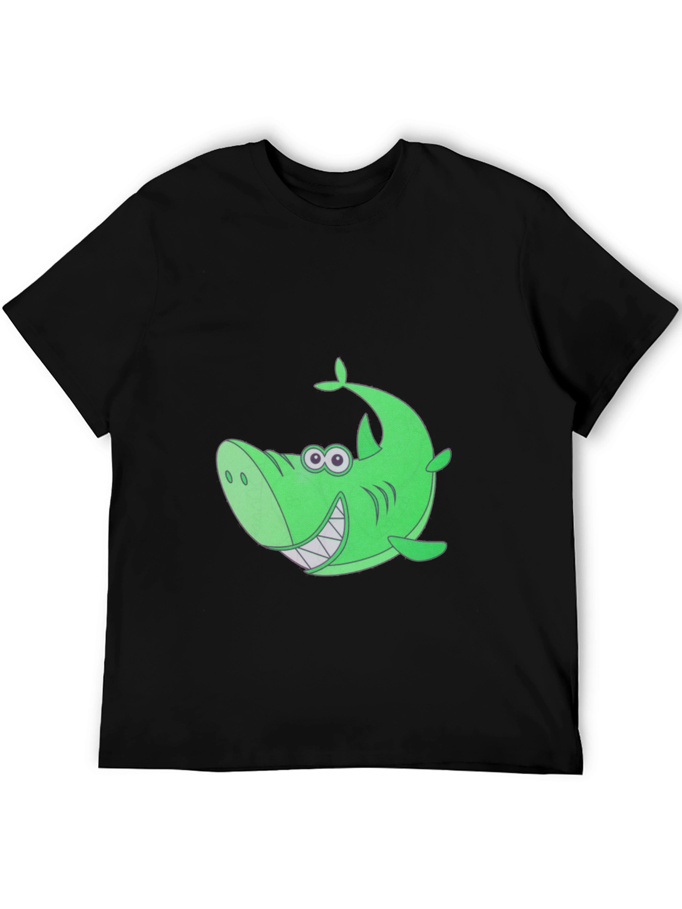 Funky Green Shark Graphic Tee - Black