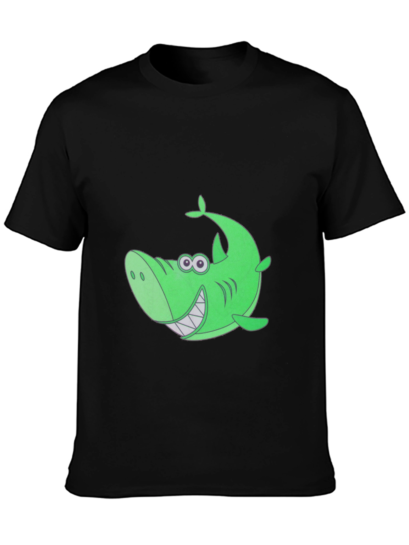 Funky Green Shark Graphic Tee - Black
