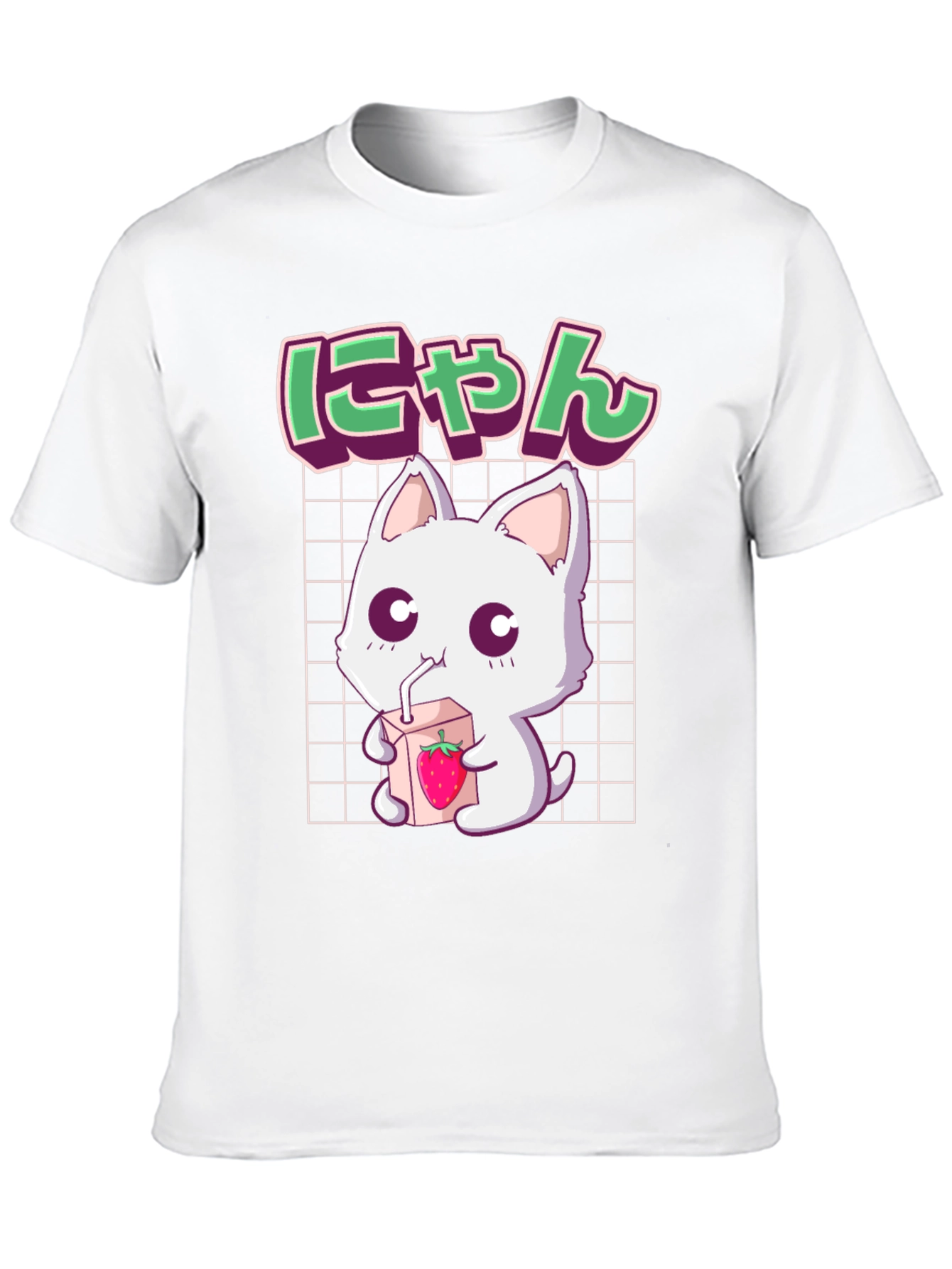 Cute Anime Cat T-Shirt - Strawberry Milk